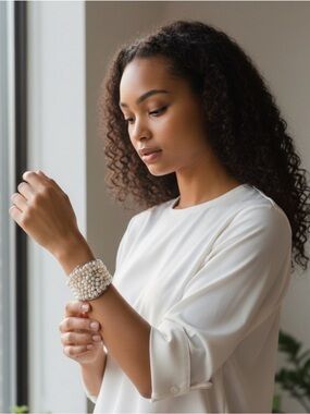 Cream Pearl Cluster Stretch Bracelet